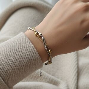 Elegant Stainless Steel Silver and Gold Bracelet